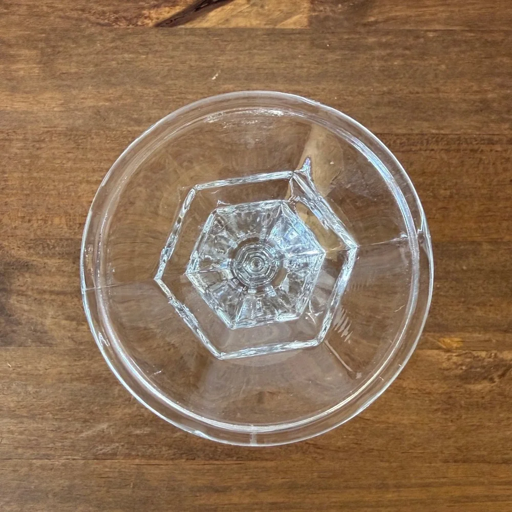 Set of 3 Clear Glass Taper Candle Holders Hexagonal Base 4 inch